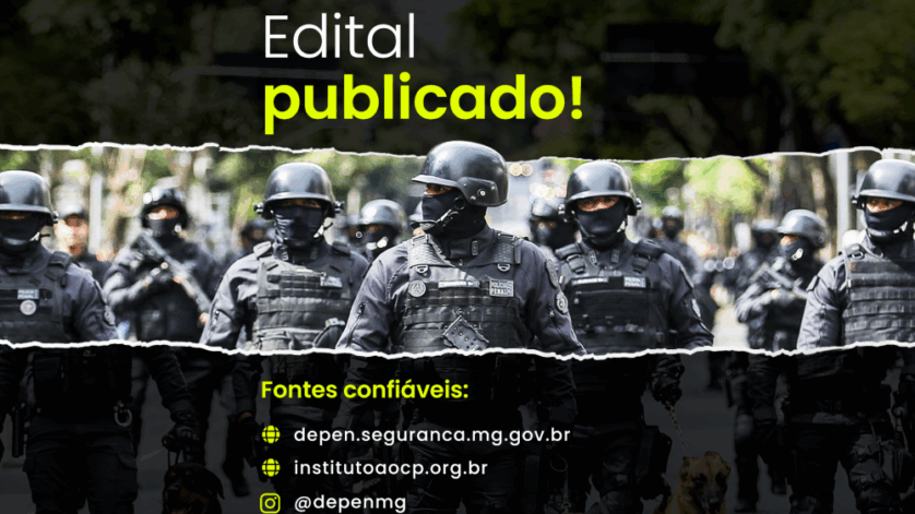 Sejusp MG abre edital para concurso da Polícia Penal com 1.178 vagas